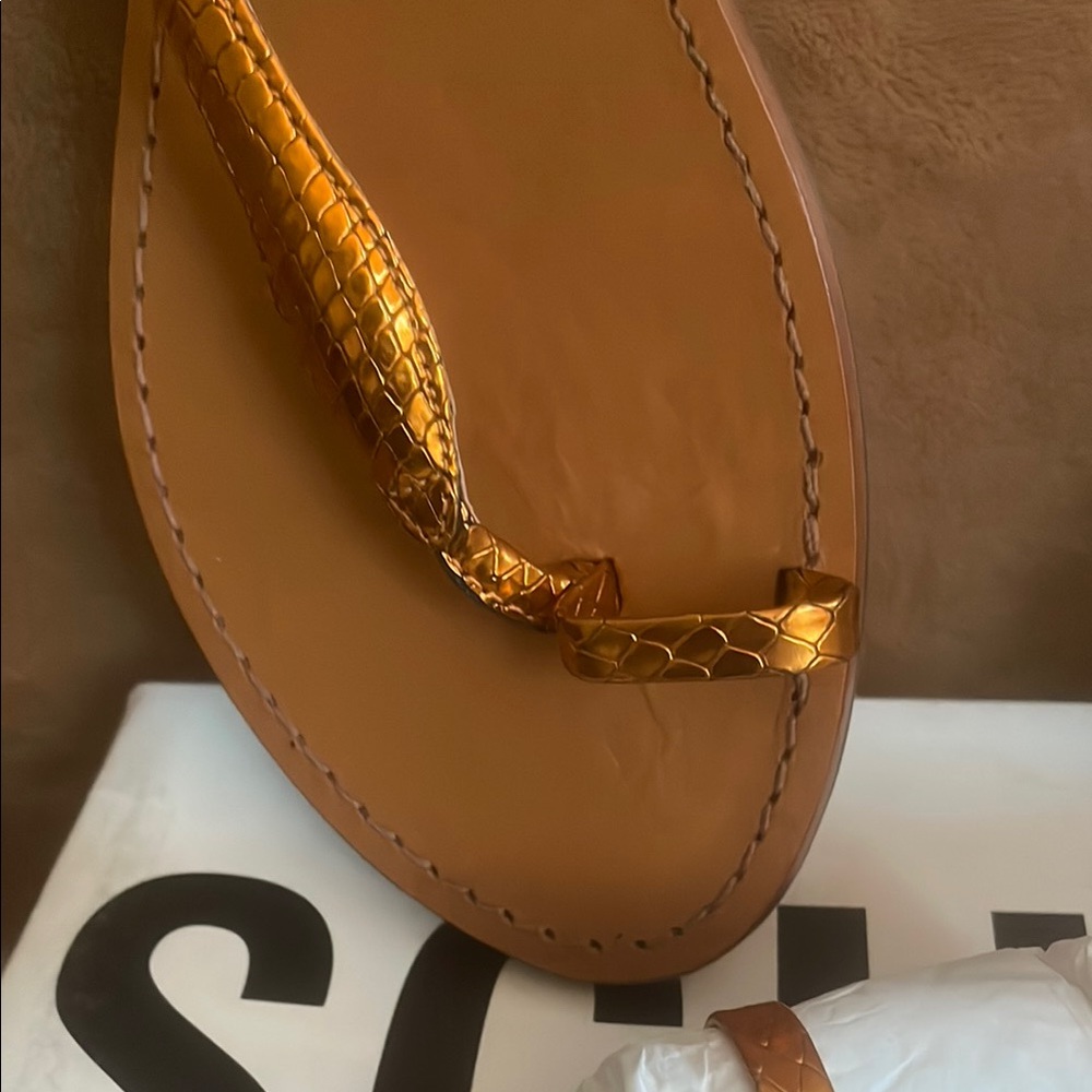 Schultz Metallic Snake Smash Orange Strappy Sandals